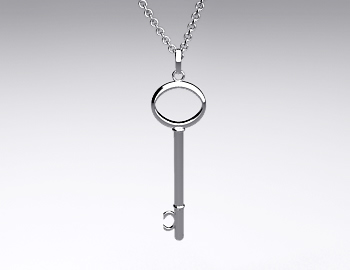 Sterling Silver Oval Key Pendant